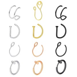jagosen Fake Gold Nose Ring Faux Septum Nose Rings Stud Fake Nose Ring Hoop Fake Piercing Nose Cuffs for Non Pierced Nose Clip on Nose Ring Jewelry for Women Men