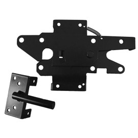Jake Sales Vinyl Gate Latch Black (for Vinyl, Wood, PVC etc Fencing) Fence Gate Latch w/Mounting Hardware - Gate Latches Have a 90 Degree Bracket Resulting in a Positive Latch to Gate Connection