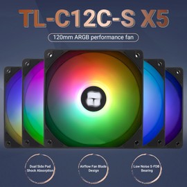 Thermalright TL-C12C-S X5 CPU Air Fan, 120mm ARGB Case Cooler, PWM Silent Computer Fan with S-FDB Bearing, up to 1550RPM Speed Cooling,PC Cooling Fan,5-Packs