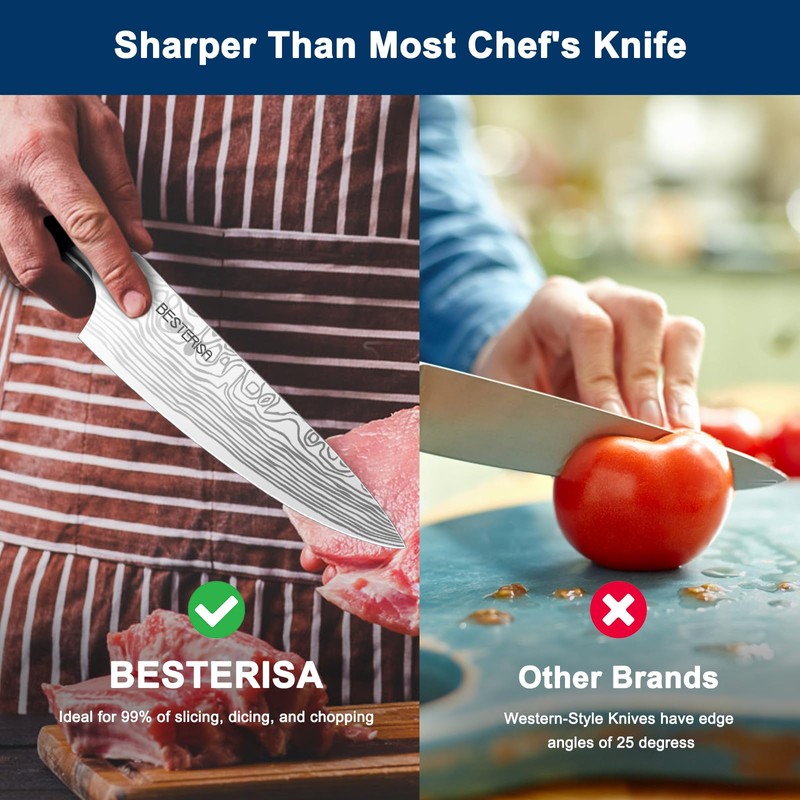 BESTERiSA Chef Knife,8 Inch Professional Chef Knife German Stainless Steel,Ultra