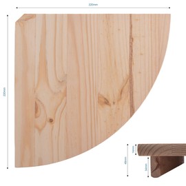 WooDeeDoo Wooden Corner Shelf 22 x 22 cm | Natural Unpainted Pine | Wall-Mounted Display Storage Shelves