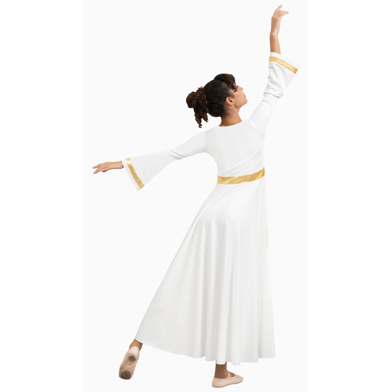 Sanmsoner White Praise Dance Dresses for Women Long Sleeve Liturgical