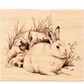 Inkadinkado Snow Rabbit Mounted Rubber Stamp for Card Making and Scrapbooking, 4'' x 3.5'' x 1''