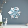 Northlight Snowflake Wooden Christmas Wall Decoration - 11.75" - White and Blue