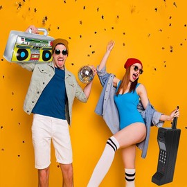 TOTITOM Retro Brick Cell Phone Ornament, 80s 90s Phone Prop, Vintage Cellular Phone Model, Old Fashioned Cell Phone Template for Family Decoration Simulation Photographic Ornaments (Black)