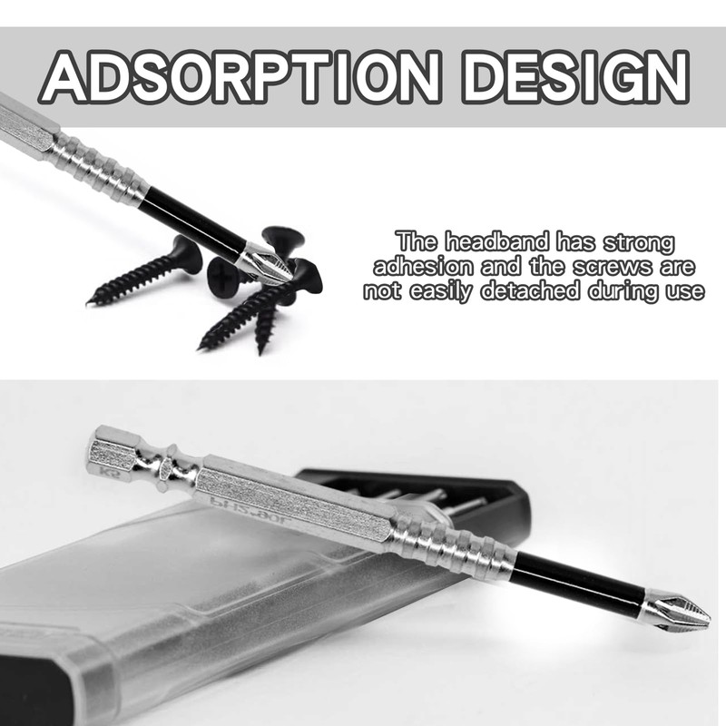 JIEHU 6 Pcs Magnetic Slip Screwdriver Bits, Magnetic Screwdriver Drill