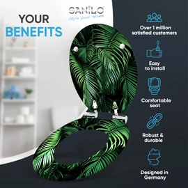 Sanilo Toilet Seat ROUND with Soft Close, Quiet and Slow Close Lid and Seat, Strong Bumpers and Hinges, Palmdream
