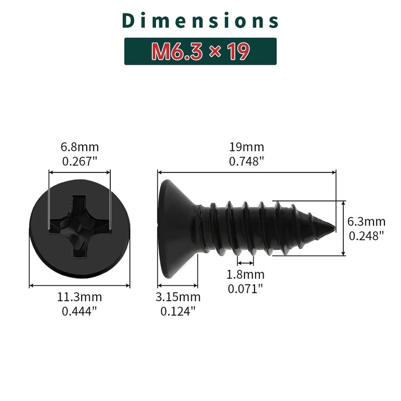 #14 x 3/4" Flat Head Wood Screws (25 pcs), 18-8