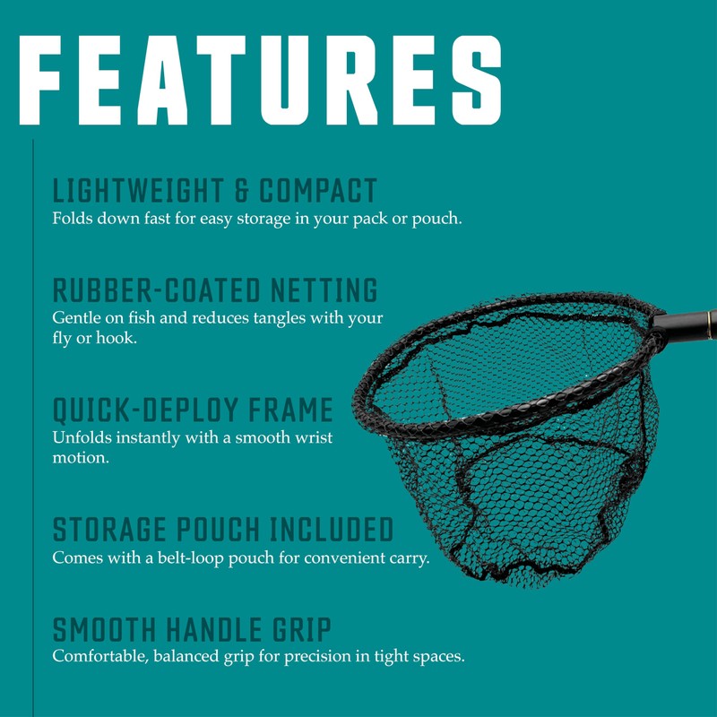 Nirvana Folding Fishing Net Damo 25cm w/Rubber Coated Netting