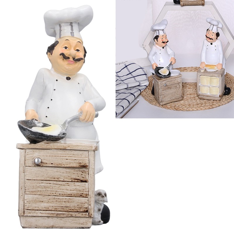 Chef Cooking Figurine Small Stereoscopic Art Ornament Resin Decoration Statue