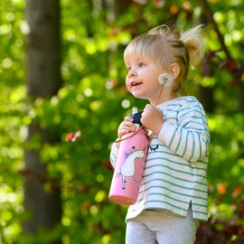 Involve & Evolve Insulated Water Bottle with 3 Lids (Straw Lid) Kids Reusable Double Walled Stainless Steel Flask Thermos 12oz 17oz 20oz 25oz