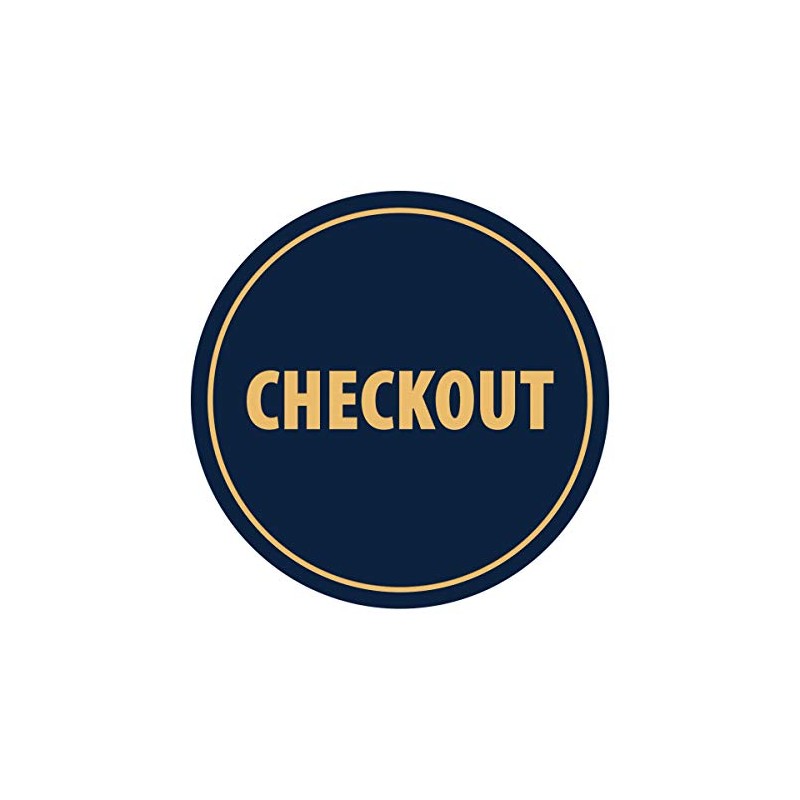 Signs ByLITA Circle Checkout Sign (Navy Blue/Gold) - Medium