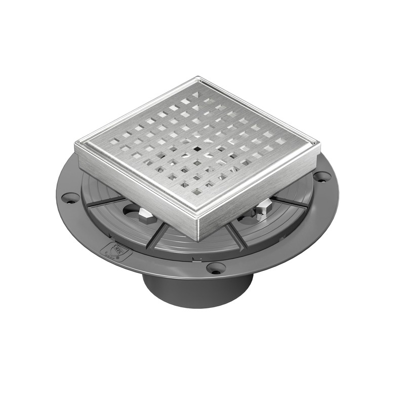 Neodrain 4-Inch Square Shower Drain with Removable Quadrato Pattern Grate,