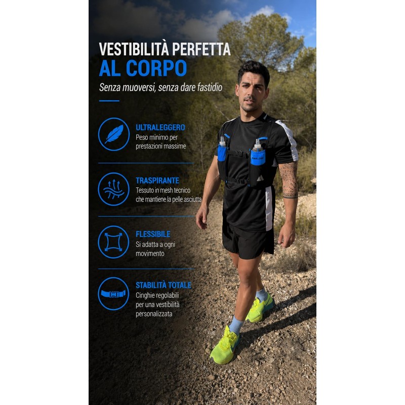 MARLOAR Zaino Trail Running con 2 Soft Flask – Gilet