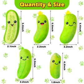 MALLMALL6 Pickle Catnip Cat Toys - 5Pcs Indoor Kitten Chew Bite Kick Cucumber Catmint Interactive Toys for Cat Lover Gifts, Kitty Boredom Relief Supplies with Cute Expression for Pet Birthday Presents
