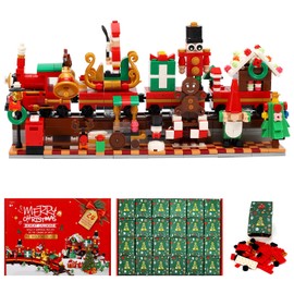 Advent Calendar 2024 Adult Teen Boys Girls Kids - 24 Boxes Building Blocks Countdown Street Mini Kit with Xmas Tree Train,880 Pieces Building Toys Christmas Gifts Advent Calendars for Kids Ages 8-12+