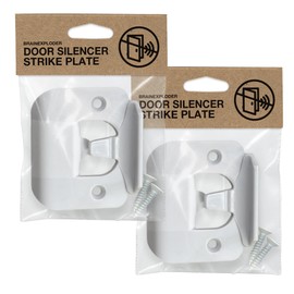 Door Silencer Strike Plate - Flexible, Noise Eliminating Fix for Loud Doors Fits with No Modifications, Stops Slamming Noise Perfect for Nursery, Bedroom, Sleepers, Auditory Issues (White, Two Pack)