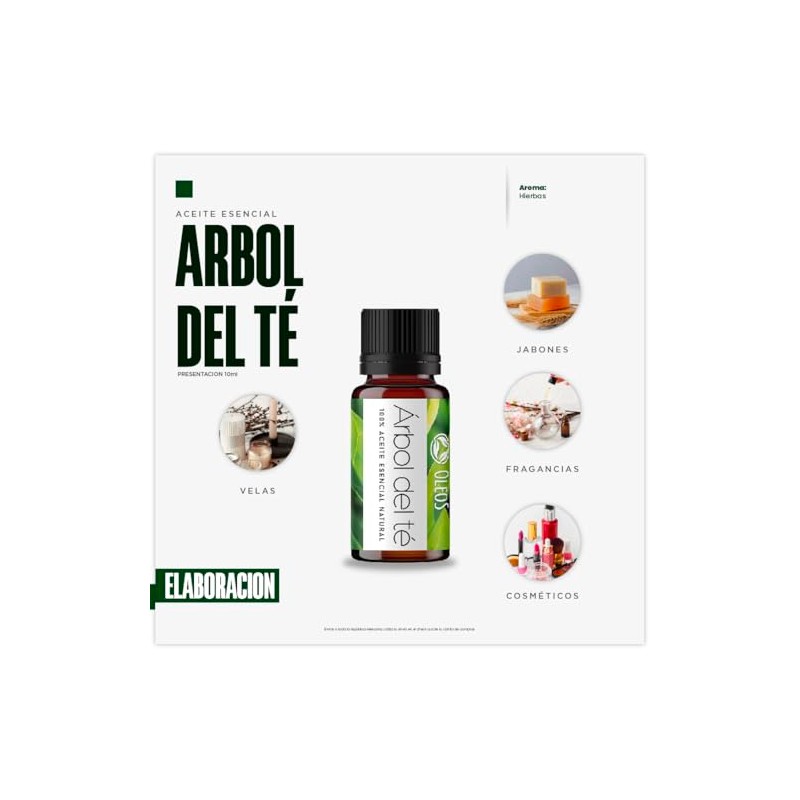 VIDA SCENTS OLEOS Aceite Esencial de Árbol Té 10 ML
