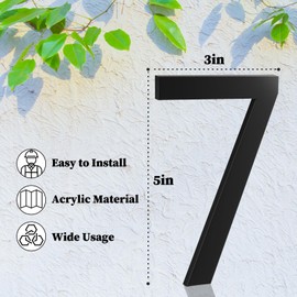 5 Inch House Numbers, Self-adhesive House Number Acrylic Modern House Numbers for Outside Black Mailbox Numbers Address Home Number for House Apartments Office Hotel Room Easy to Install (6)