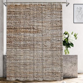 Shrahala Rustic Farm Country Decorative Shower Curtain, Woven Basket Texture Rustic Farm Bathroom Décor Polyester Fiber Waterproof with Plastic Rings for Shower Stall Bathtubs 72 x 72 in