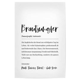 artboxONE Poster 30 x 20 cm Typography Bridesmaid Definition Lexicon - Picture Bridesmaid