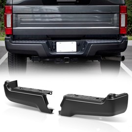 Auto Dynasty Rear Bumper Ends Replacement Compatible with 2017-2022 Ford F-250 350 450 Super Duty, Driver and Passenger Sides, Non Parking Sensor Holes, Primered (Paint to Match) Black