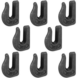 MAHIONG 8 PCS 3/8 Inch Grab Hook, G70 Weld-on Grab Chain Hook, U Type Weldable Tractor Bucket Hooks for Flatbed Trailer Wrecker, Load Limit 6600lbs, Black