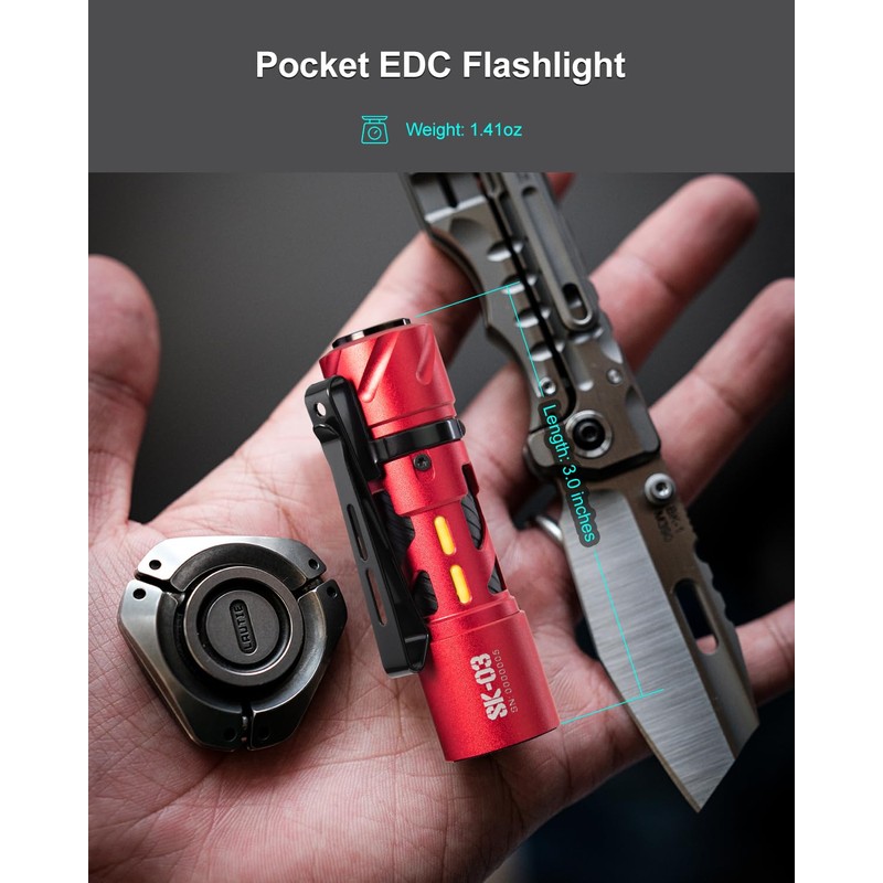 LOOP GEAR SK03 EDC Flashlight Rechargeable 1000 High Lumens, LED