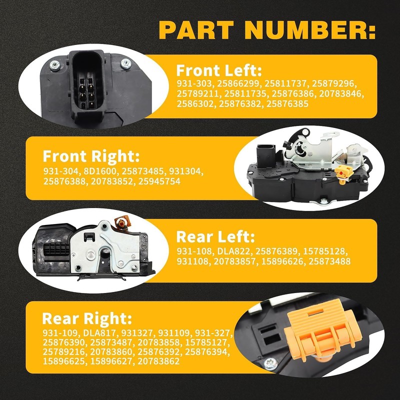 Jecoupoon 4 Pcs Front and Rear Door Lock Latch Actuator
