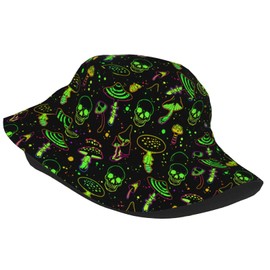 Bright Mushrooms and Skulls Bucket Hats Fashion Colorful Fisherman's Hat for Man Women Outdoor Sun Cap for Summer Travel Fishing
