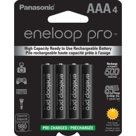 Panasonic 4 Pack Eneloop Pro AAA Rechargeable Batteries 980mAh Pre Charged NiMH