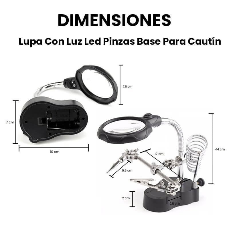 Lupa Con Luz Led Pinzas Base Para Cautín Reparar Electrónicos