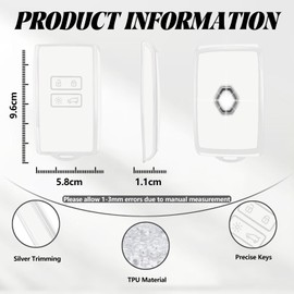TOOMUME Car Key Cover TPU, Car Key Case Fit for Renault Scenic Megane Talisman Koleos Kadjar Clio Captur Espace Zoe Arcan Dacia Duster, Protective Key Fob Cover Key Fob Case - Smart Key