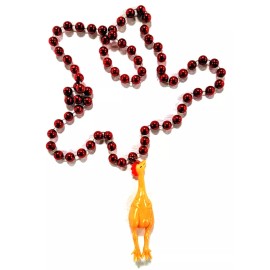 Rubber Chicken Bead Necklace Party Fun Mardi Gras Party Svengoolie Parade