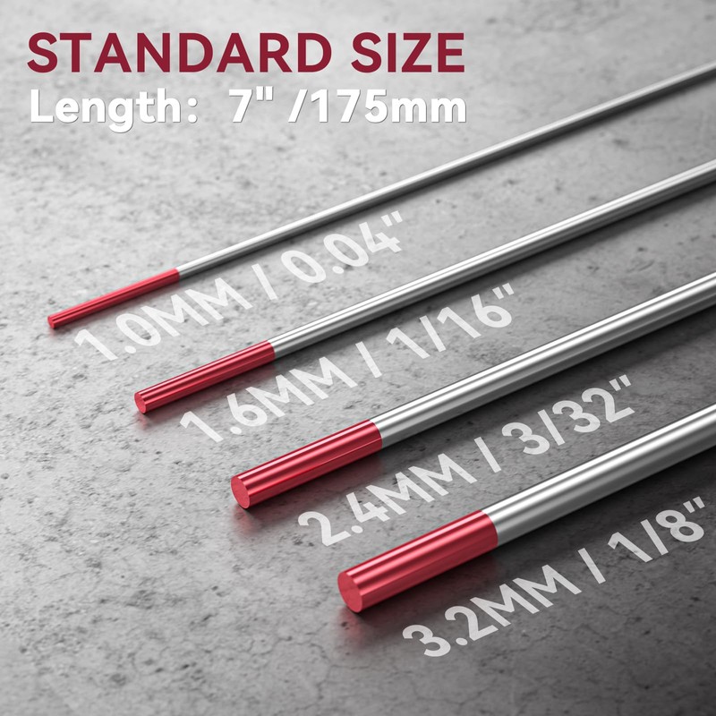 ARCCAPTAIN TIG Welding Tungsten Electrode 10-Pack 1/16"x 7"(Red - 2%