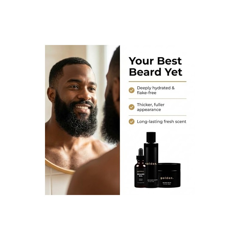 Golden Grooming Company Kit Barba Cuidado Completo Aceite Bálsamo Champú
