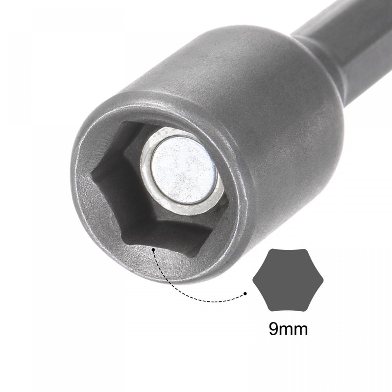 sourcing map Quick-Change Nut Driver Bit, 1/4" Hex Shank 9mm