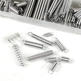 Spring Assortment Kit, Tiberham 200 Pcs Assorted Extension and Compression Springs, Zinc Plated Metal Tension Spring Set with Portable Storage Box