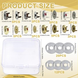 Snap Fasteners Kit Snaps for Sewing - 32-Piece Magnetic Button Set, 14mm and 18mm Sizes, 4 Colors (Gold, Silver, Copper, Gunmetal), Easy to Install, No Sewing or Tools Required, Perfect for DIY
