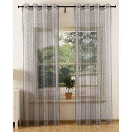 Net Curtain with Eyelets Transparent Plain Decorative Curtain Net Curtain 203522