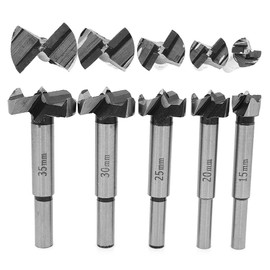 Yuhtech Forstner Drill Bit Set, 5 Pieces 15-35mm Woodworking Hole Cutter Hinge Drill Hole Saw for Wood, Plastic, Plywood