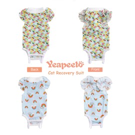 Yeapeeto Cat Recovery Suit 2 Packs After Surgery Bodysuit for Cats, E-Collar Substitute Keep from Licking Abdominal Wounds, Kitten Breathable Clothes, Warm After Shaving (Small)