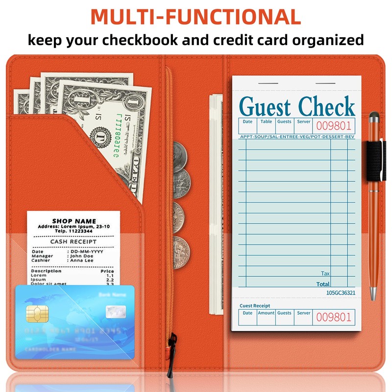 BVYA Server Book for Waitress, 5x9 Inch Server Book with