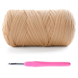 Lpalats T-Shirt Yarn for Crochet - 400g/131 Yards Elastic Fabric Crochet Cloth - Khaki