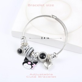 YouLuo Cute Charm Bracelet, Adjustable Stainless Steel Bracelet, Anime Cartoon Accessories Bracelets for Ladies Women Teen Girls Birthday Gift and Friendship (Kuromi)