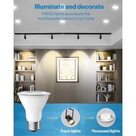 Sunco 4 Pack PAR20 LED Bulbs 50W Equivalent 7W Dimmable, CRI90 6000K Daylight Deluxe 500 Lumens E26 Medium Base IP65 Waterproof Indoor Outdoor Home Residential Super Bright Wide Area Flood Light - UL