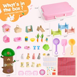 KNASON Rabbit and Hamster Sensory Bin,Play Sand Kit for Girls and Boys with 2.2lbs Sensory Sand and Sand Box,Pet Sandbox Toys Role Pretend Play Beach Toy Birthday Present for Toddler Ages 3 4 5 6 7 8