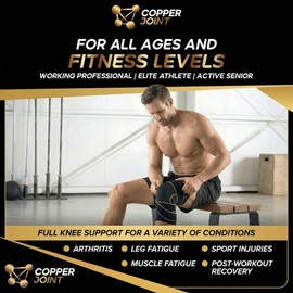 CopperJoint Pull On Knee Brace Women & Men Workout - Copper Infused Knee Sleeves for Men, Elastic Compression Knees Support Braces for Fitness, Volleyball, Basketball, Running, Sports [Medium]
