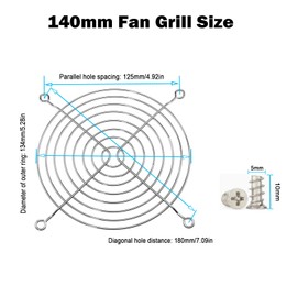 Ronyaoko 140mm Grill, Metal Grill for 140mmx140 Fans, Computer Cooling Fan Cover，Air Ventilation Protector Guard，2 Pcs