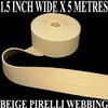 Pandoras Upholstery 1.5" Wide 5 Metres of Beige Rubber Pirelli